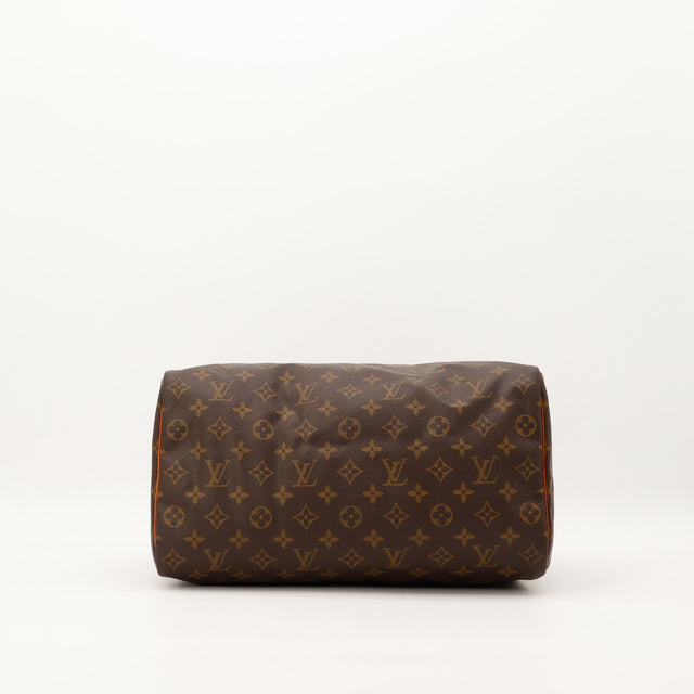 Vue du fond Louis Vuitton Speedy 35 toile Monogram coins inferieurs — AMANA Vintage