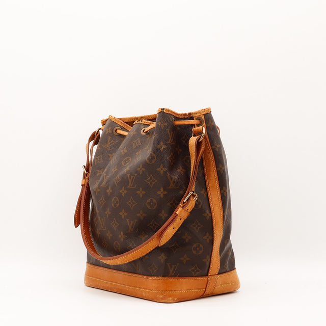 Détail bordure supérieure cuir vachette Louis Vuitton Noé GM — AMANA Vintage