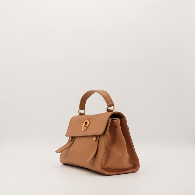 Sac Saint Laurent Muse vue de trois quarts cuir camel — AMANA Vintage