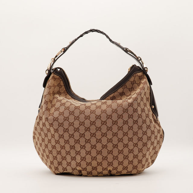 Hobo Gucci vue arrière toile monogrammée beige occasion — AMANA Vintage
