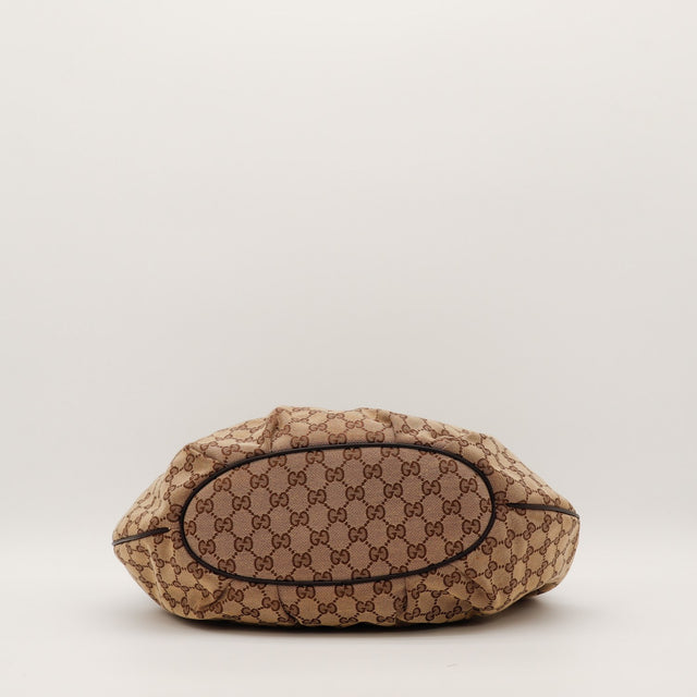 Vue du fond Hobo Gucci toile monogrammée fond ovale — AMANA Vintage