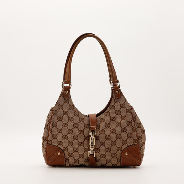 Sac Gucci New Jackie toile GG canvas marron vue de face occasion authentique — AMANA Vintage