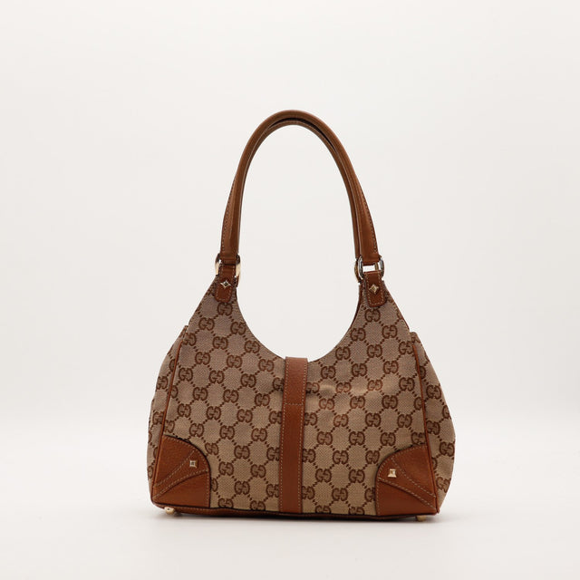 Vue de dos Gucci New Jackie toile GG canvas beige marron — AMANA Vintage