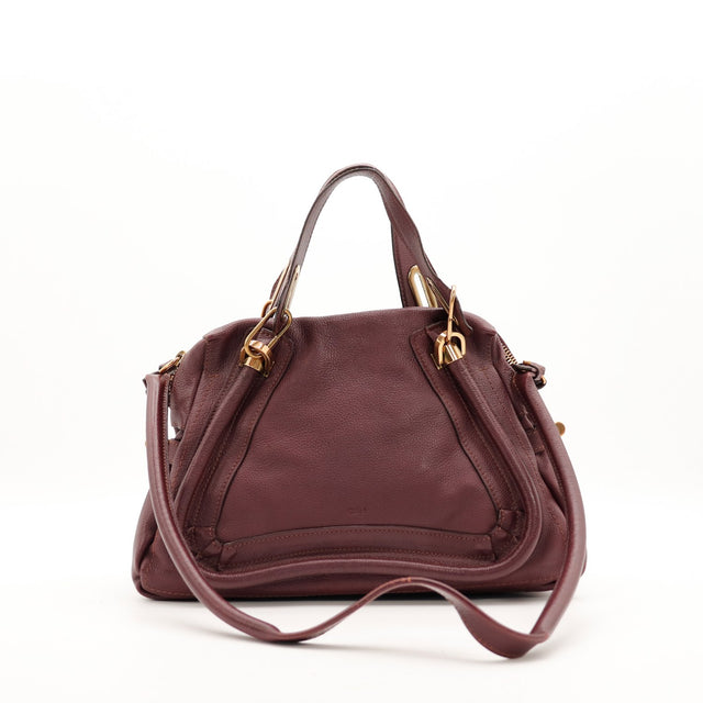 Chloé Paraty bordeaux vue de dos avec bandoulière amovible occasion authentique — AMANA Vintage
