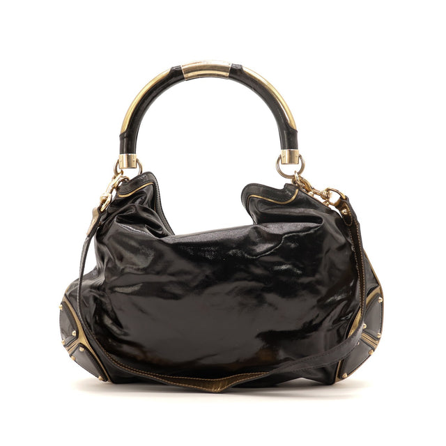 Gucci Indy Hobo noir vue de dos toile enduite et garnitures dorées — AMANA Vintage