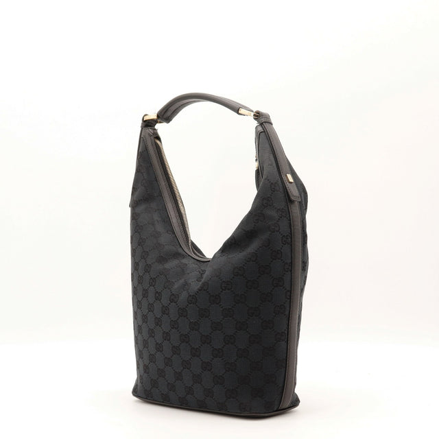 Sac Gucci Hobo toile monogrammée noire vue de dos occasion authentique — AMANA Vintage
