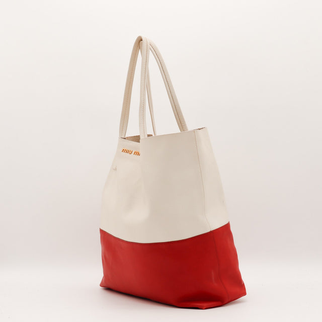 Sac Miu Miu Shopping Tote bicolore vue de dos occasion authentique — AMANA Vintage