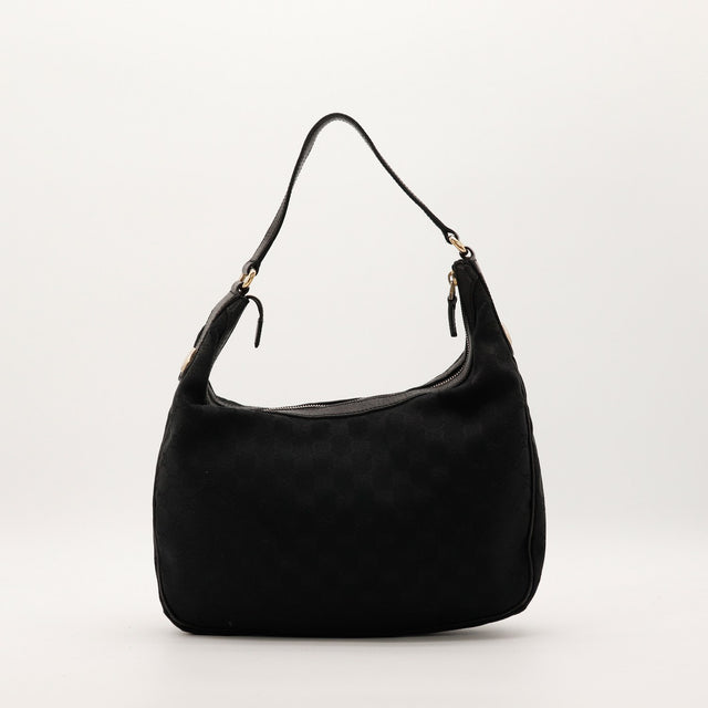 Gucci Hobo GG Canvas noir vue de profil droit occasion — AMANA Vintage