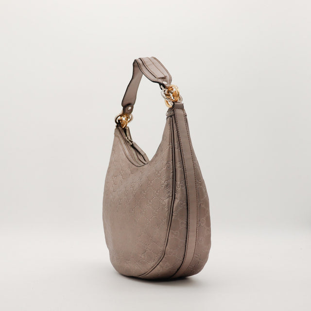 Gucci Hobo Guccissima taupe vue de profil gauche occasion — AMANA Vintage