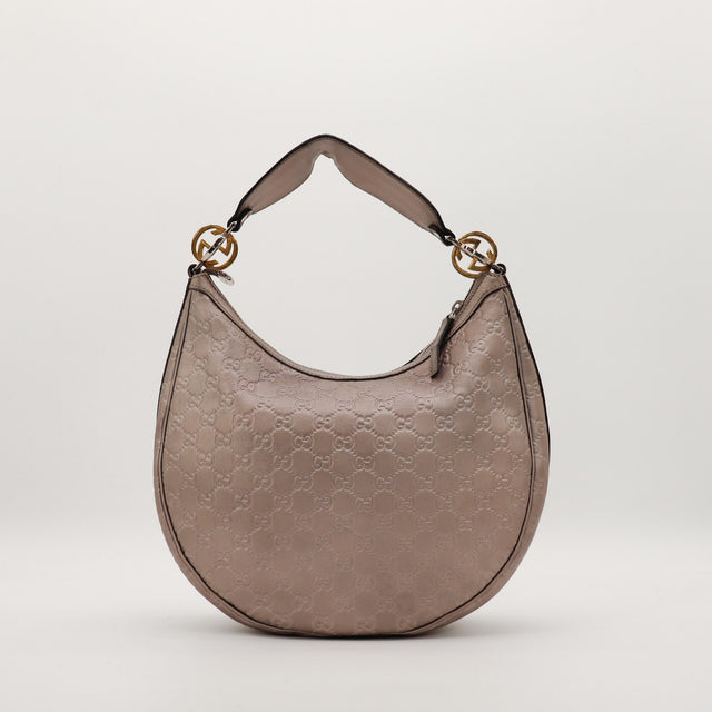 Vue de dos Gucci Hobo Guccissima taupe occasion authentique — AMANA Vintage