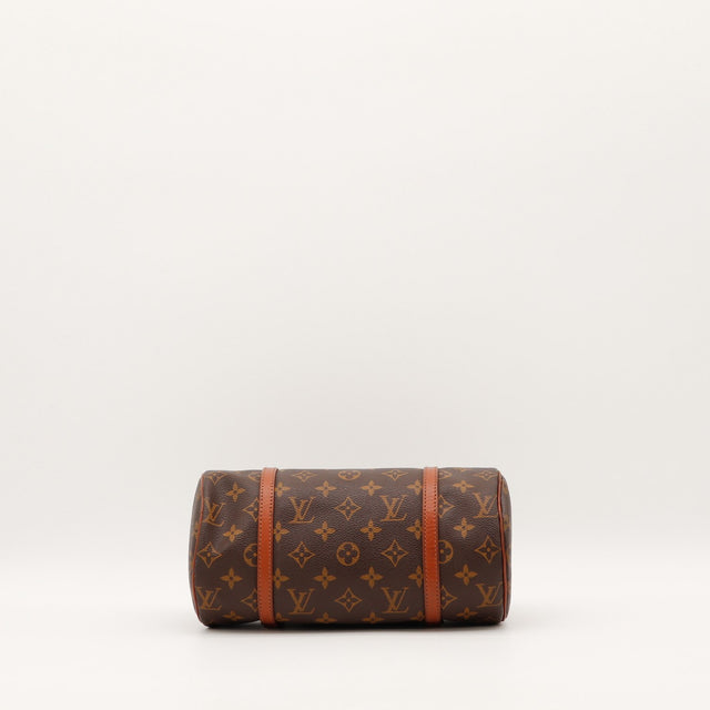 Détail fermeture éclair et argenterie dorée Louis Vuitton Papillon 26 — AMANA Vintage