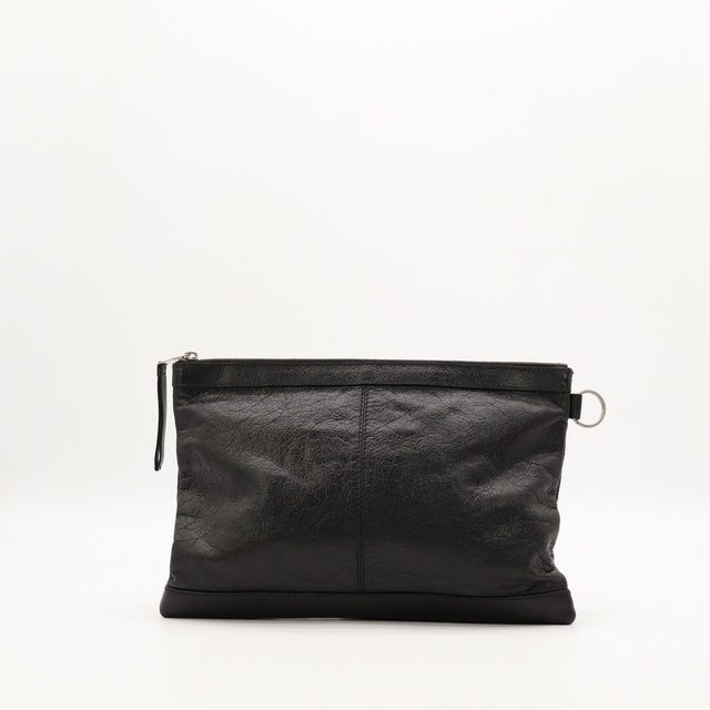 Dos Pochette Balenciaga City Clip cuir agneau noir — AMANA Vintage