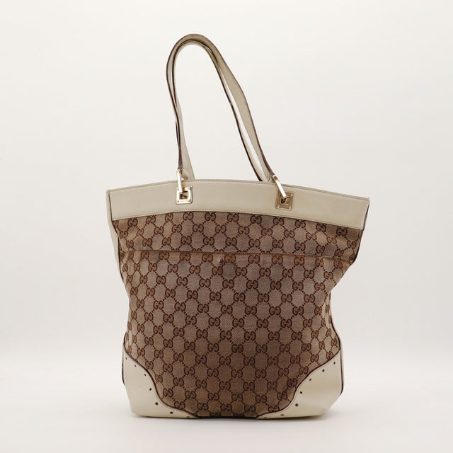 Gucci Tote Horsebit vue de dos canvas GG beige occasion authentique — AMANA Vintage