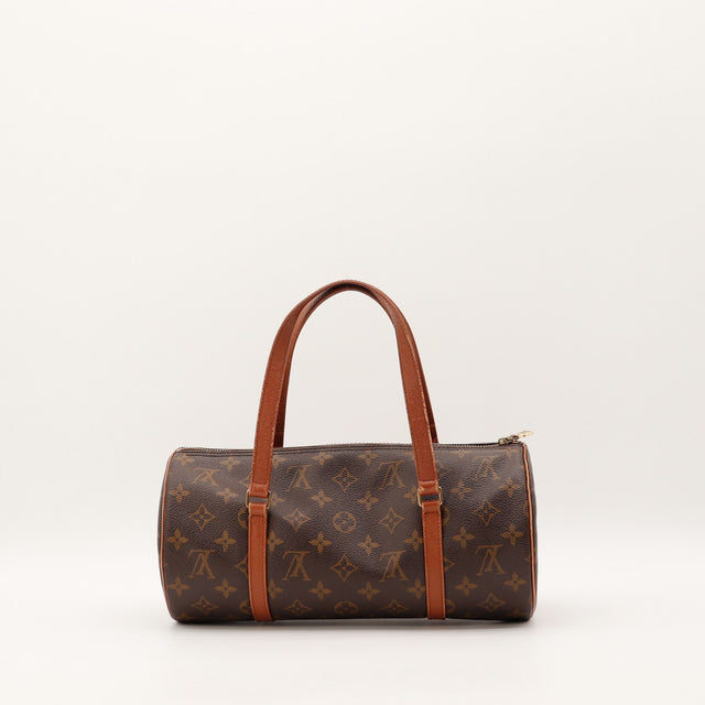 Vue de côté Louis Vuitton Papillon 30 toile Monogram occasion authentique — AMANA Vintage