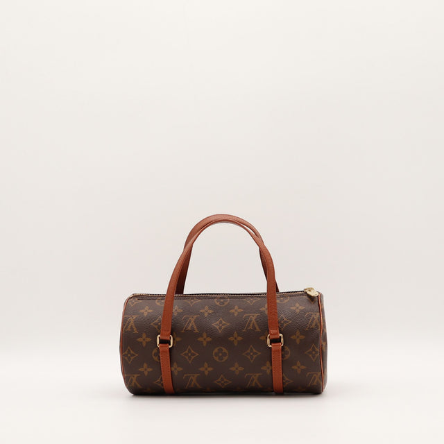 Vue de côté Louis Vuitton Papillon 26 toile Monogram occasion authentique — AMANA Vintage