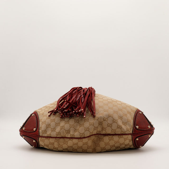 Vue du fond sac Gucci Indy Hobo pompons python rouge occasion — AMANA Vintage