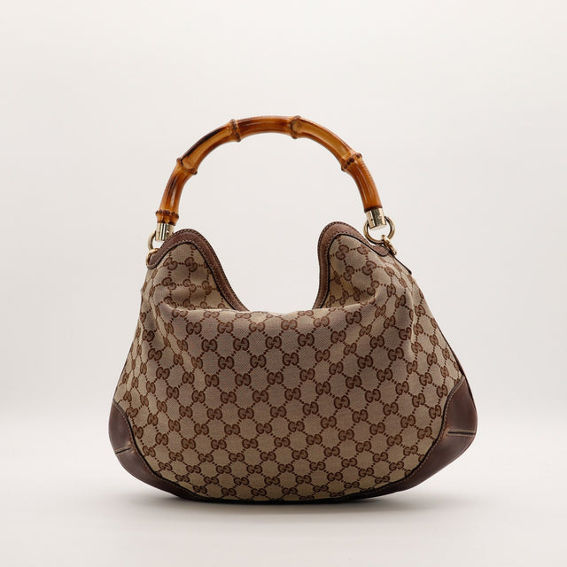 Vue de trois quarts droite Gucci Hobo Bambou canvas GG occasion — AMANA Vintage