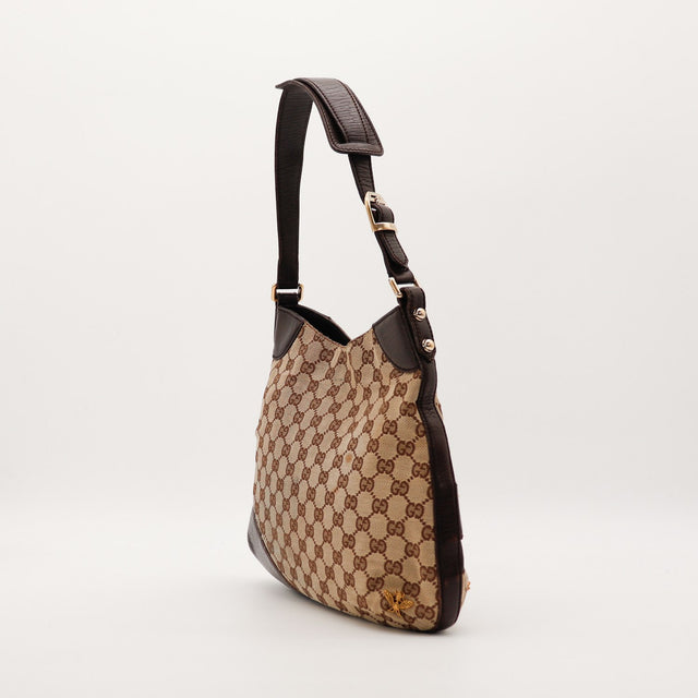 Gucci Hobo Horsebit vue de trois quarts gauche détail anse occasion — AMANA Vintage