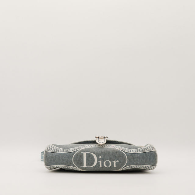 Pochette Dior Trotter vue du fond logo Dior brodé toile Oblique — AMANA Vintage