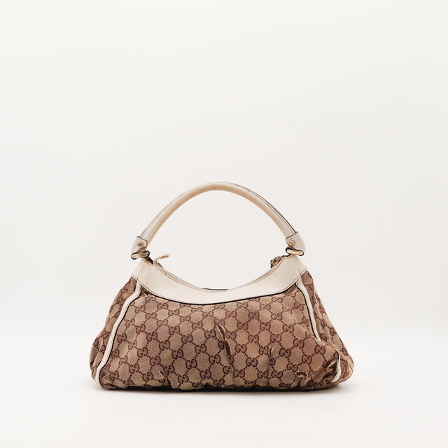 Sac Gucci Hobo toile monogrammée vue de trois quarts droit occasion — AMANA Vintage