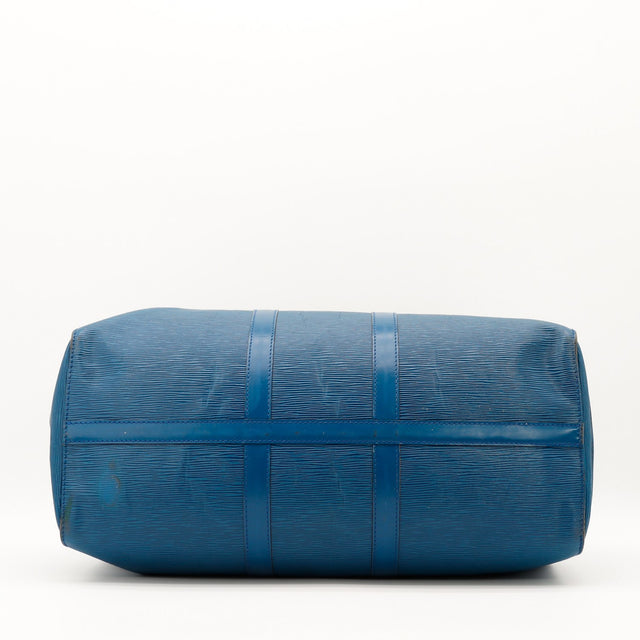 Fond du Louis Vuitton Keepall 50 Épi bleu usure légère aux coins — AMANA Vintage