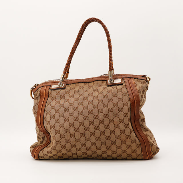 Sac Gucci Tote Bag Bella Bamboo toile GG Canvas vue de dos occasion authentique — AMANA Vintage