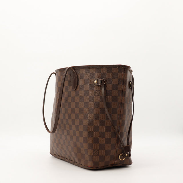Louis Vuitton Neverfull MM Damier Ebene vue de trois quarts gauche occasion — AMANA Vintage
