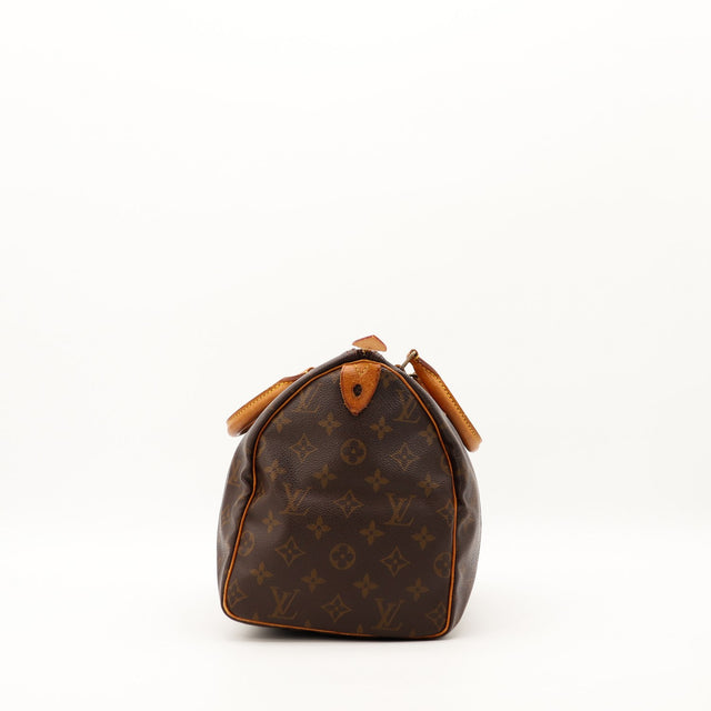 Louis Vuitton Speedy 30 vue de côté droit profil toile monogramme — AMANA Vintage
