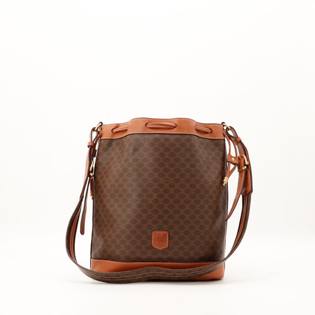 Sac seau Céline Macadam toile enduite marron vue de face occasion authentique — AMANA Vintage