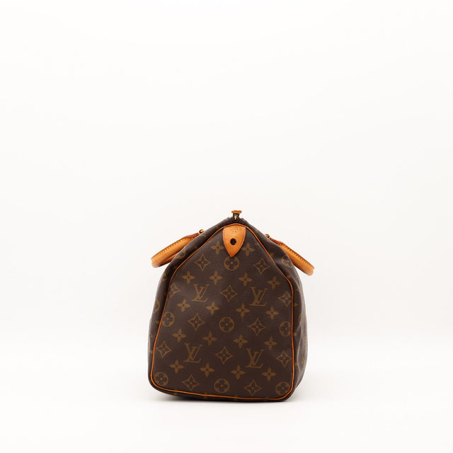 Vue latérale Louis Vuitton Speedy 35 monogramme profil occasion — AMANA Vintage