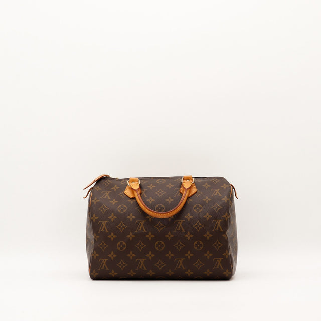 Louis Vuitton Speedy 30 vue de dos toile monogramme anses vachette — AMANA Vintage