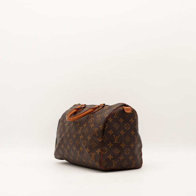 Louis Vuitton Speedy 30 vue trois quarts gauche toile Monogram — AMANA Vintage