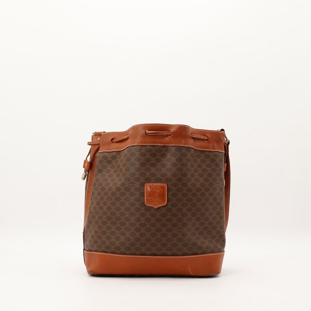 Sac seau Celine Macadam toile enduite marron vue de face occasion authentique — AMANA Vintage