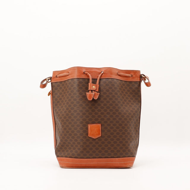 Sac seau Celine Macadam toile enduite marron vue de face occasion authentique — AMANA Vintage