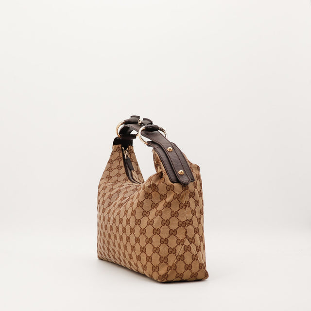 Sac Gucci Hobo Horsebit profil détail anneaux dorés occasion authentique — AMANA Vintage