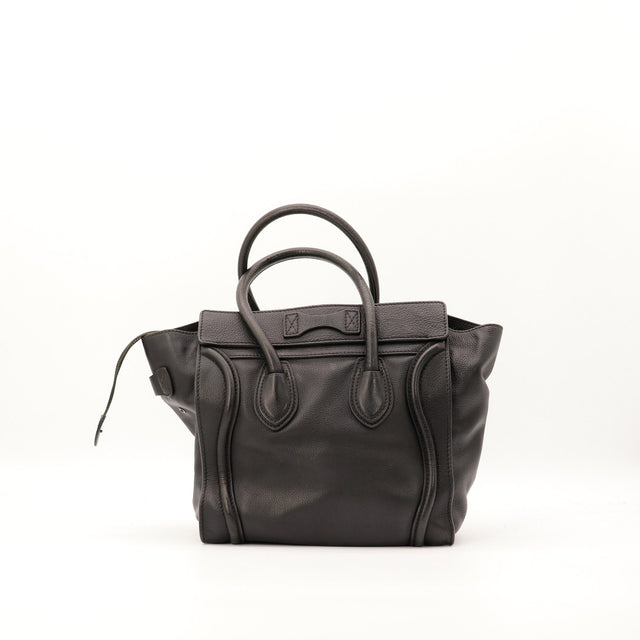 Sac Céline Luggage Micro cuir noir vue arrière occasion authentique — AMANA Vintage