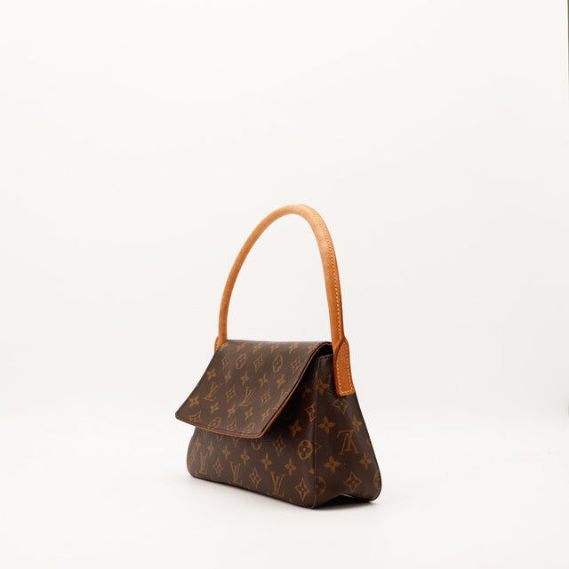 Sac Louis Vuitton Mini Looping vue de trois quarts toile Monogram occasion authentique — AMANA Vintage