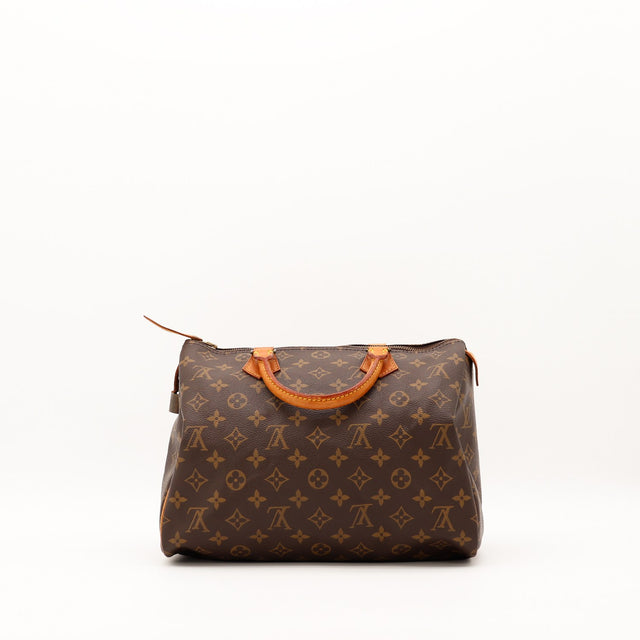 Louis Vuitton Speedy 35 vue de face côté dos toile Monogram — AMANA Vintage