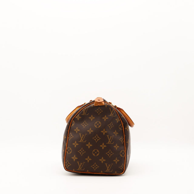 Louis Vuitton Speedy 30 vue de côté gauche fond toile monogram — AMANA Vintage