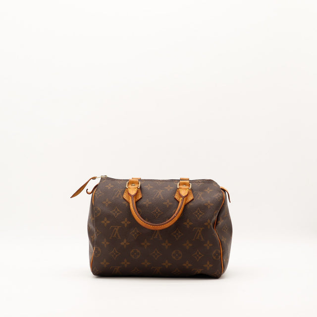 Louis Vuitton Speedy 25 vue de face côté anses patine vachette — AMANA Vintage