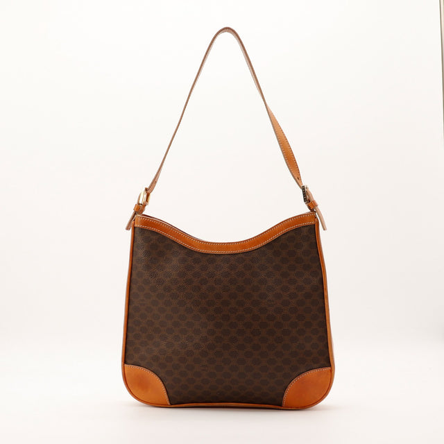 Sac Celine Hobo toile Macadam cuir naturel vue de face occasion authentique — AMANA Vintage