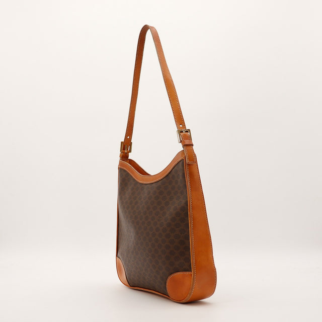 Sac Celine Hobo Macadam profil bandoulière cuir caramel occasion authentique — AMANA Vintage