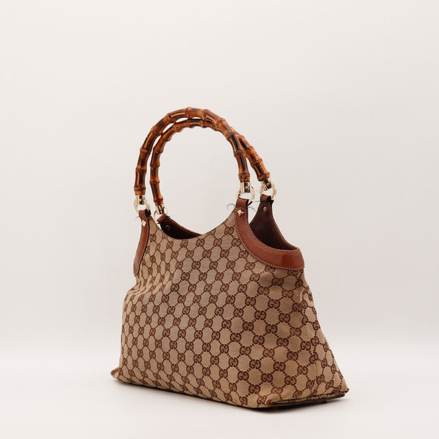 Intérieur du sac Gucci Hobo Bambou doublure propre — AMANA Vintage