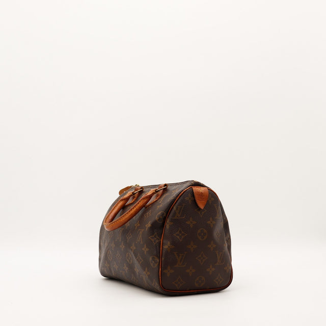 Louis Vuitton Speedy 25 vue trois quarts gauche patine vachette — AMANA Vintage