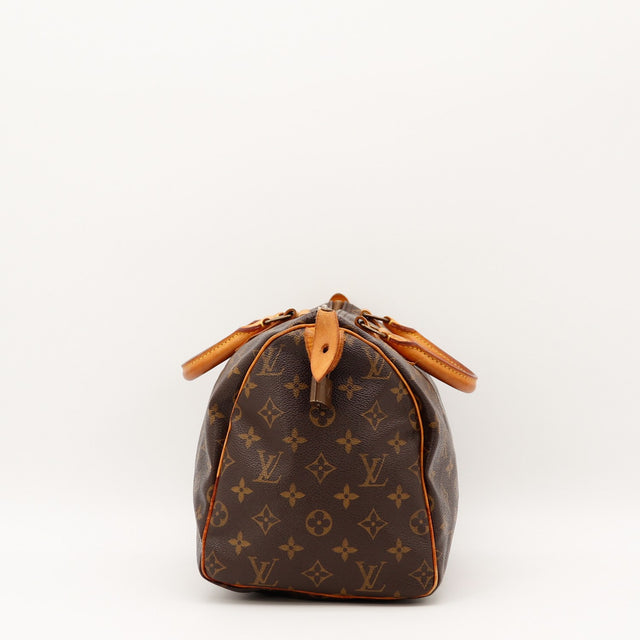 Vue de côté Louis Vuitton Speedy 30 Toile Monogramme occasion authentique — AMANA Vintage