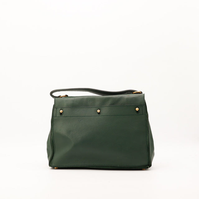 Sac Yves Saint Laurent Muse Two cuir vert vue arrière occasion authentique — AMANA Vintage