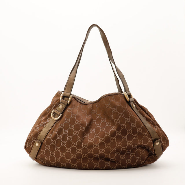 Sac Gucci Hobo toile monogrammée marron vue de face occasion authentique — AMANA Vintage