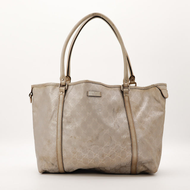 Sac Gucci Tote Bag toile monogrammée beige vue de face occasion authentique — AMANA Vintage