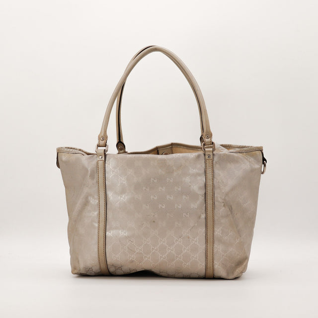 Sac Gucci Tote Bag toile monogrammée vue trois quarts occasion authentique — AMANA Vintage