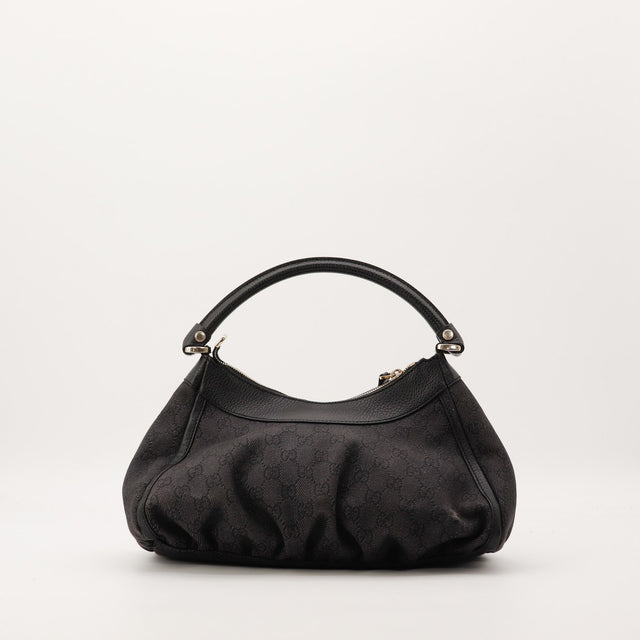 Sac Gucci Hobo D-Ring toile monogrammée noire vue arrière occasion authentique — AMANA Vintage